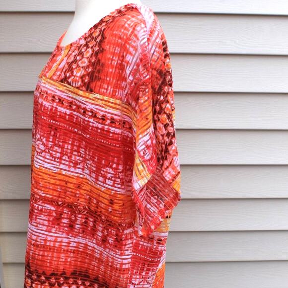 Notations Women's Vintage Short Sleeve Blouse Vibrant Boho Print Size L - Picture 5 of 8